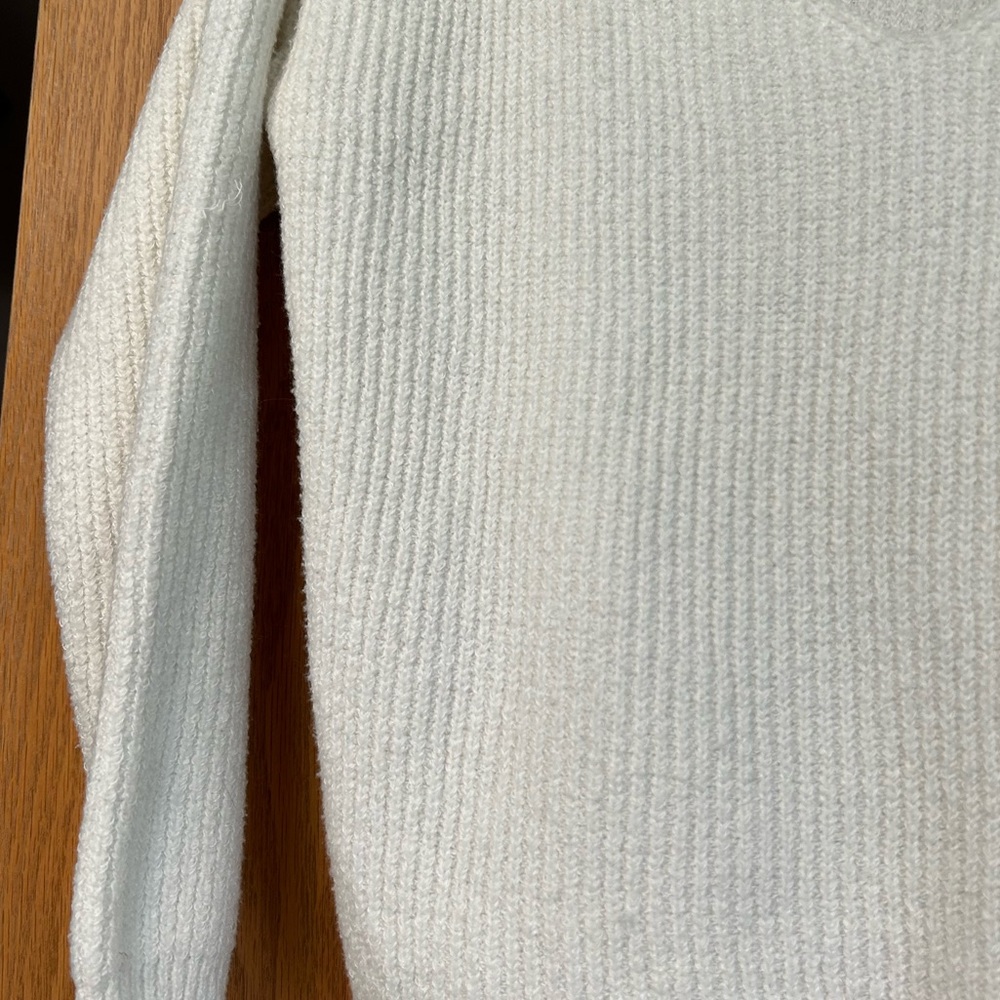 Forever 21 white ribbed knit sweater v-neck cutout choker sweater long sleeve - Picture 7 of 13